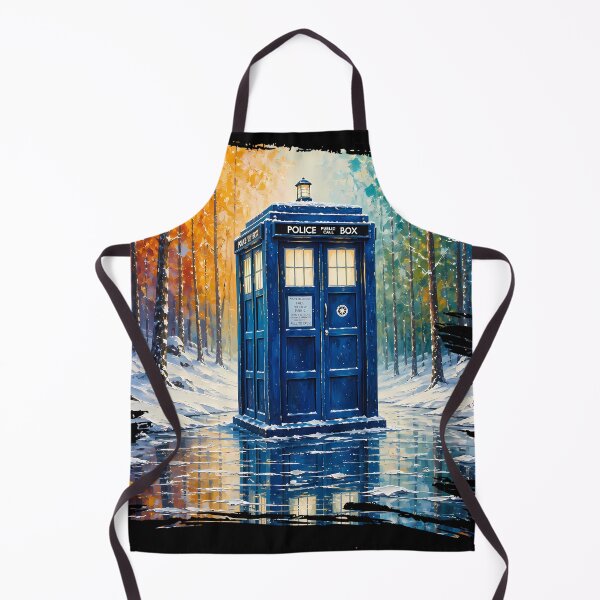 Item preview, Blue Police Box in Snowy Forest Sci-Fi Art designed and sold by 4Titik.