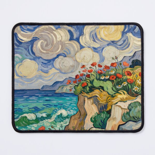 Item preview, Van Gogh Style Coastal Poppies Cliff Painting Ocean Wall Art designed and sold by Tamas Das.
