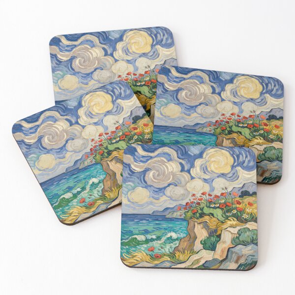 Artikelvorschau, Küstenmohnblumen im Stil von Van Gogh, Klippenmalerei, Meereswandkunst entworfen und verkauft von Tamas Das.