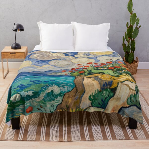 Item preview, Van Gogh Style Coastal Poppies Cliff Painting Ocean Wall Art designed and sold by Tamas Das.