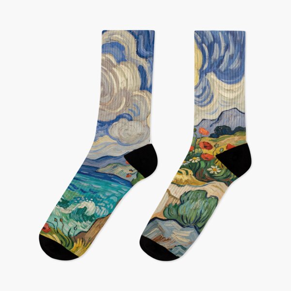 Item preview, Van Gogh Style Coastal Poppies Cliff Painting Ocean Wall Art designed and sold by Tamas Das.