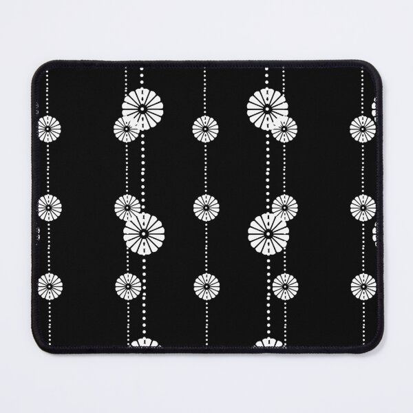 Item preview, Cute white floral and dotted vertical stripes seamless pattern on black background designed and sold by Manyart13031992.