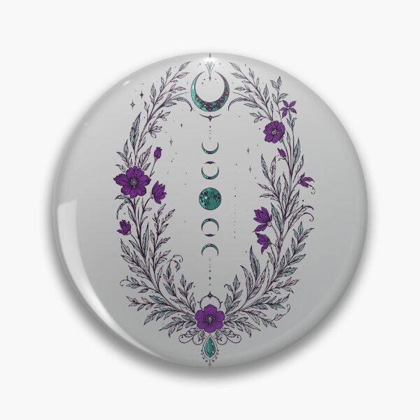 Aperçu de l'œuvre phases de la lune, fleurs botaniques, Wicca céleste créée et vendue par Christine Krahl.
