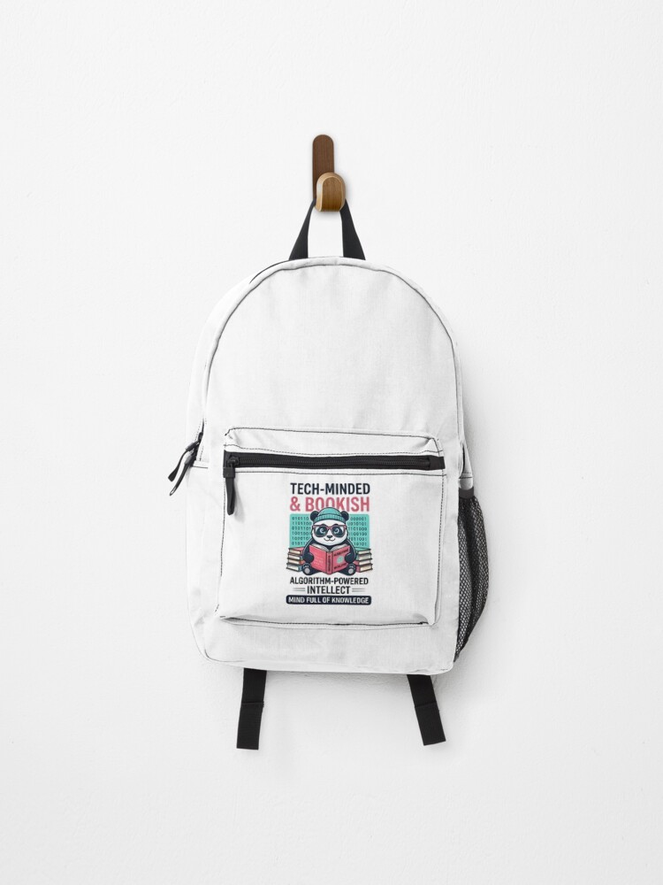 Thumbnail 1 of 3, Backpack, Tech Minded Bookish Panda Algorithm Powered Intellect designed and sold by Pyt27.