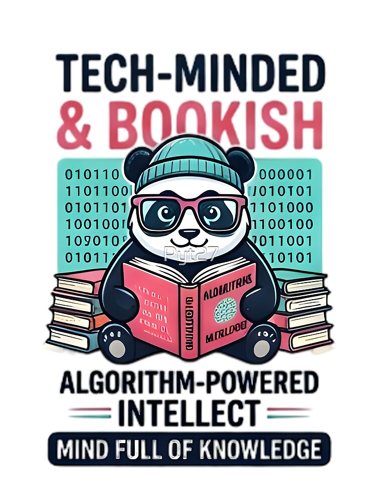 Thumbnail 3 of 3, Scarf, Tech Minded Bookish Panda Algorithm Powered Intellect designed and sold by Pyt27.