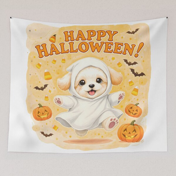 Item preview, Adorable Halloween Maltipoo Ghost Art designed and sold by Kedspicedesign.