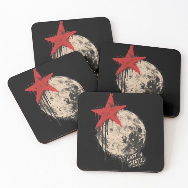 Item preview, Lost In Static Red Star Moon Soft Grunge Punk Art designed and sold by Yellowriversss.