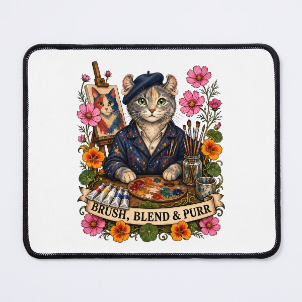 Item preview, Brush Blend Purr Painter Artist Cat Art designed and sold by Old's Cool Cat Studio.