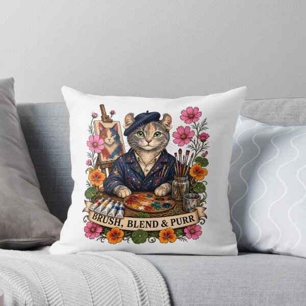 Item preview, Brush Blend Purr Painter Artist Cat Art designed and sold by Old's Cool Cat Studio.