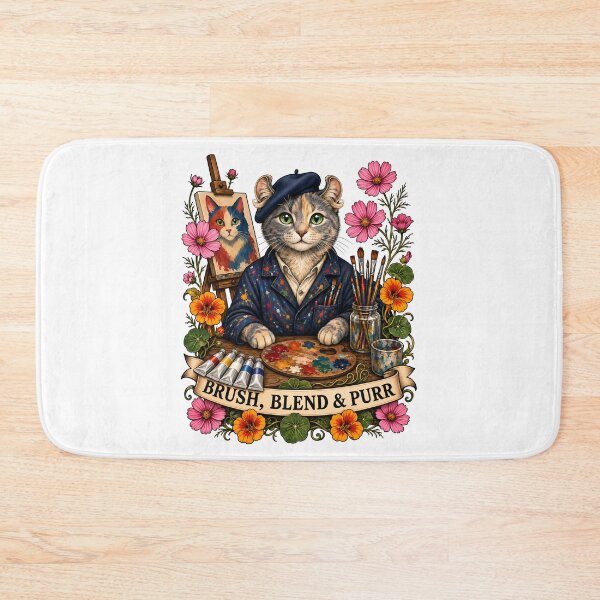Aperçu de l'œuvre Brush Blend Purr Painter Artist Cat Art créée et vendue par Old's Cool Cat Studio.