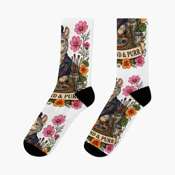Item preview, Brush Blend Purr Painter Artist Cat Art designed and sold by Old's Cool Cat Studio.