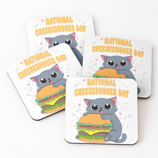 Item preview, National cheeseburger Day Cute Cat designed and sold by Cartoonivacloth.