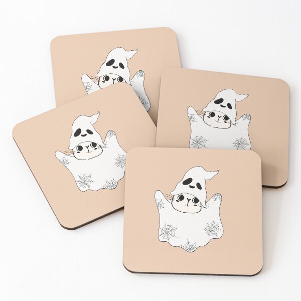 Item preview, White Cat with Ghost Costume and Spider Pattern designed and sold by AlginaPugachova.