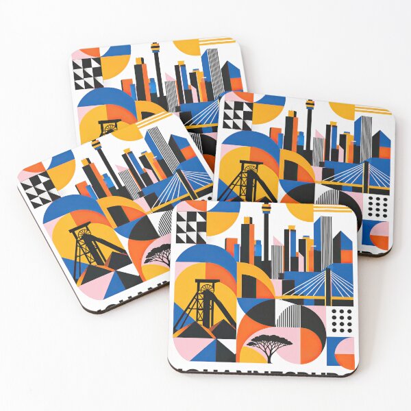 Item preview, Colorful geometric Johannesburg, South Africa travel poster feat designed and sold by ckybe.