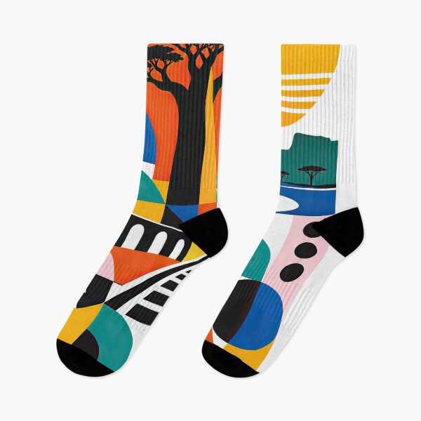 Item preview, Colorful geometric travel poster featuring an African savanna designed and sold by ckybe.
