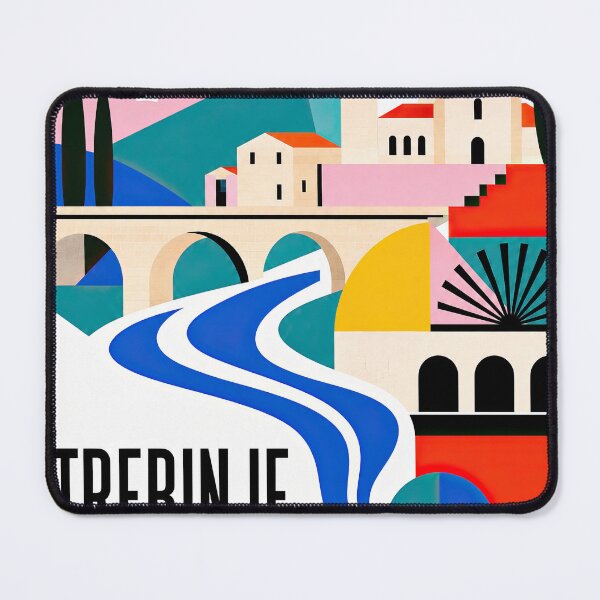 Item preview, Contemporary geometric travel poster featuring Trebinje, Bosnia designed and sold by ckybe.