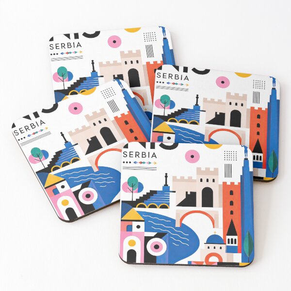 Item preview, Colorful geometric illustration of Nis, Serbia featuring stylize designed and sold by ckybe.