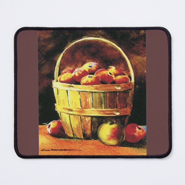 Item preview, Original watercolor of a wooden basket of apples designed and sold by aswoa.