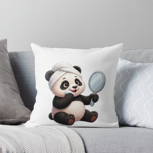Item preview, Cute Panda Skincare Routine Mirror Reflection Art designed and sold by EnginerdStudio.