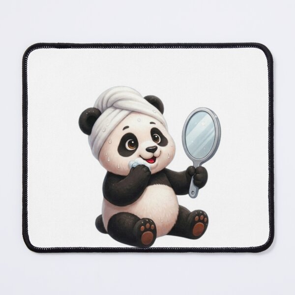 Item preview, Cute Panda Skincare Routine Mirror Reflection Art designed and sold by EnginerdStudio.