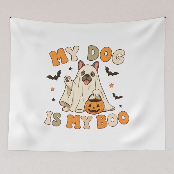 Item preview, My Dog Is My Boo Retro Halloween Ghost Dog Pumpkin designed and sold by OlyvieArt.