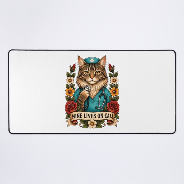 Item preview, Nine Lives On Call Doctor Cat Art designed and sold by Old's Cool Cat Studio.