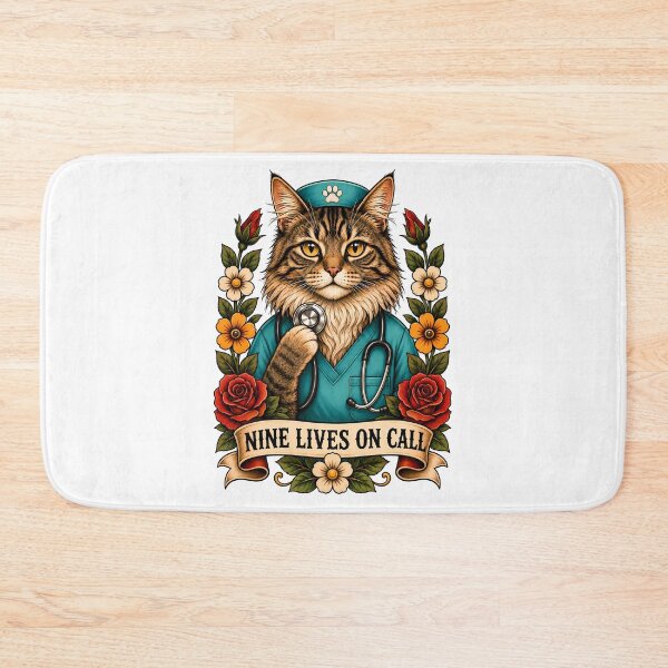 Item preview, Nine Lives On Call Doctor Cat Art designed and sold by Old's Cool Cat Studio.