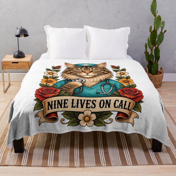 Item preview, Nine Lives On Call Doctor Cat Art designed and sold by Old's Cool Cat Studio.