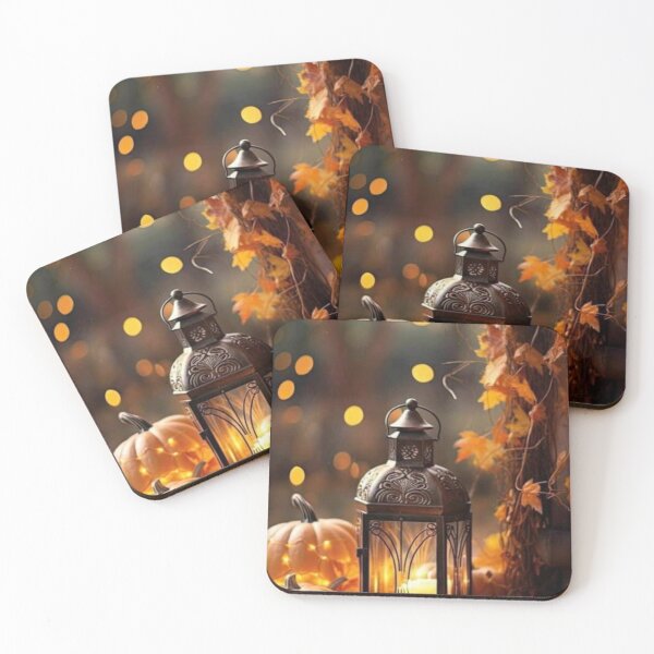 Item preview, Cozy Autumn Vintage Lantern with Glowing Pumpkins and String Lights — Fall Bokeh Art designed and sold by LYAN-STORE.