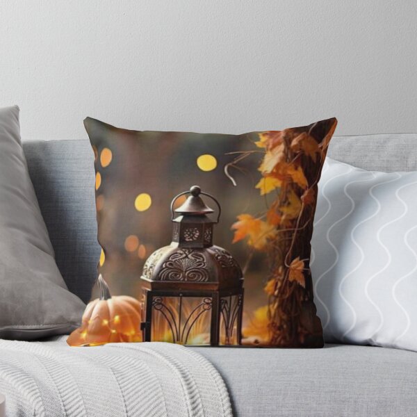 Item preview, Cozy Autumn Vintage Lantern with Glowing Pumpkins and String Lights — Fall Bokeh Art designed and sold by LYAN-STORE.