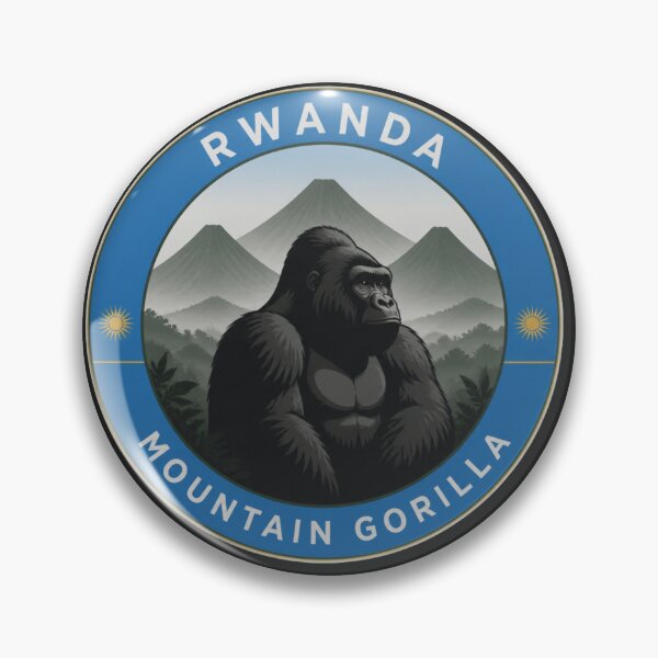 Item preview, Rwanda Mountain Gorilla · Volcanoes National Park Badge designed and sold by The Digital Compass.