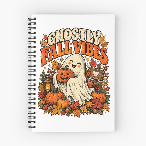 Item preview, Ghostly Fall Vibes T-Shirt, Cute Halloween Ghost Pumpkin Autumn Gift, Cozy Fall Spooky Season Graphic Tee designed and sold by JHINDesigns ⭐⭐⭐⭐⭐.