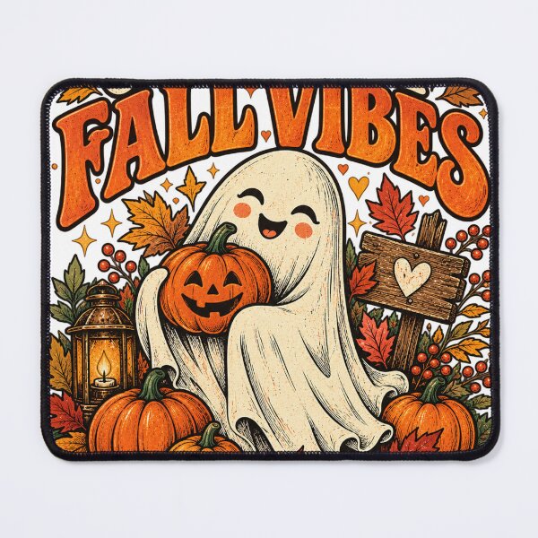 Item preview, Ghostly Fall Vibes T-Shirt, Cute Halloween Ghost Pumpkin Autumn Gift, Cozy Fall Spooky Season Graphic Tee designed and sold by JHINDesigns ⭐⭐⭐⭐⭐.