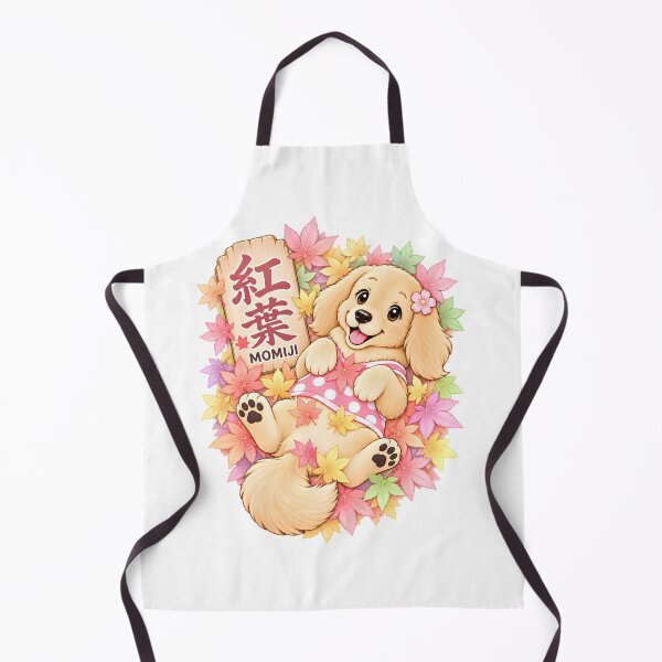 Item preview, Japanese Momiji Kanji Art – Golden Retriever Puppy & Autumn Leaves – Pastel Edition designed and sold by  Miyabi Tonaegoto Art.