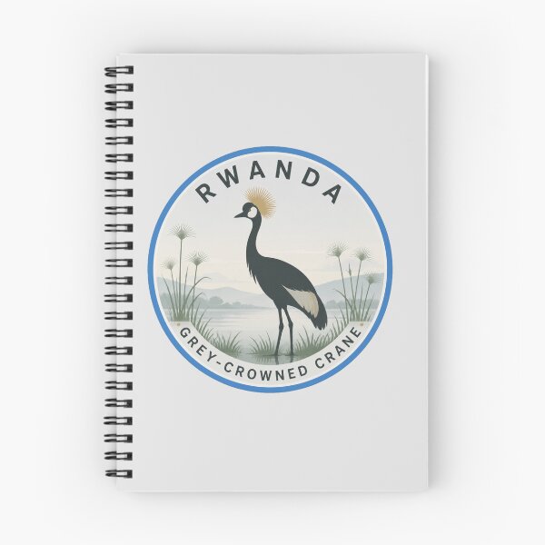 Aperçu de l'œuvre Grue couronnée du Rwanda · Badge national des oiseaux créée et vendue par The Digital Compass.