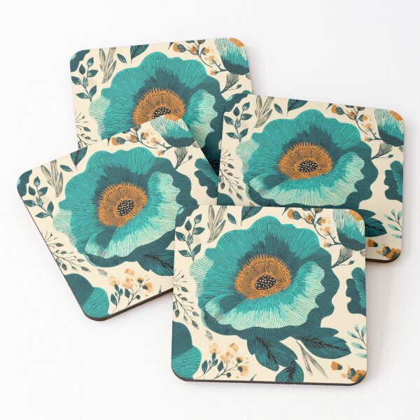 Item preview, Bright blue floral pattern design designed and sold by anytka.