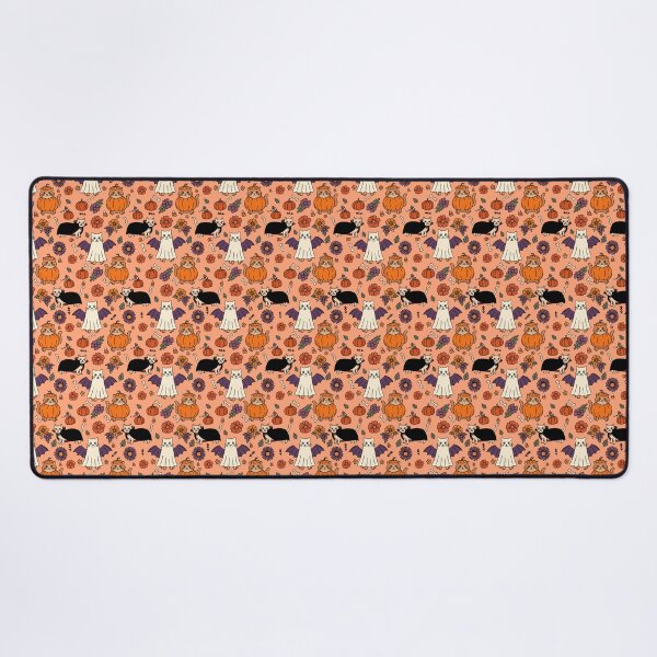 Item preview, Cute Halloween Cats in Costumes with Pumpkins & Flowers Orange designed and sold by WildLakePatterns.