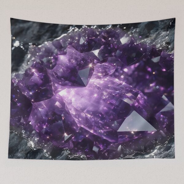 Item preview, Glowing Purple Amethyst Geode Crystal — Sparkling Mystical Mineral Macro designed and sold by LYAN-STORE.