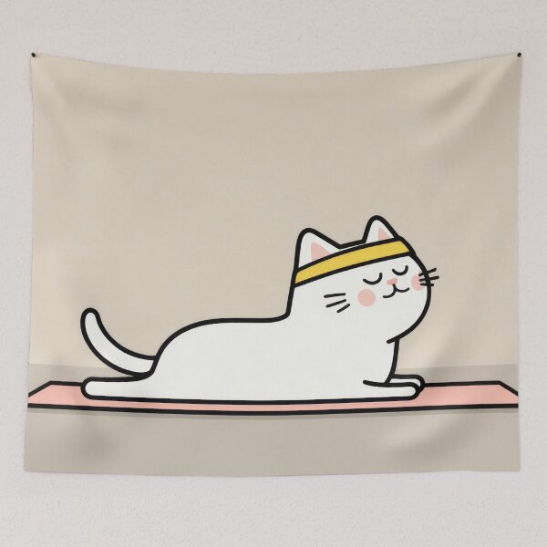 Item preview, Cat doing yoga on mat designed and sold by anytka.