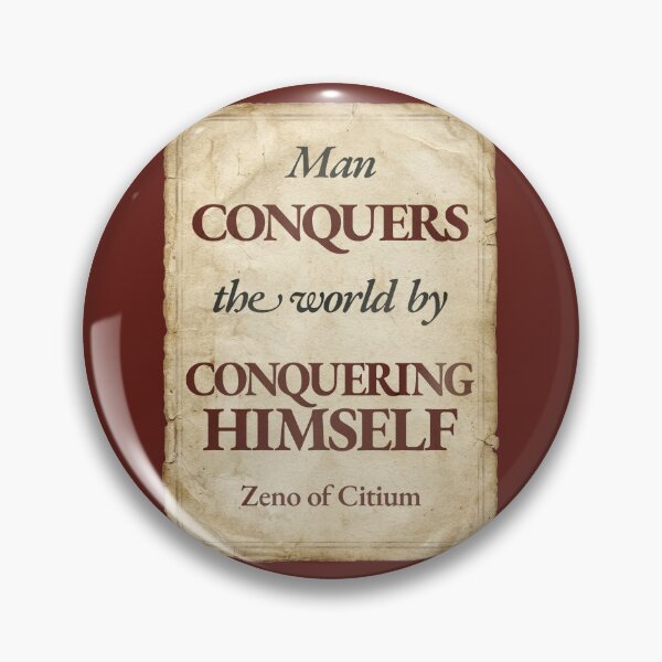 Item preview, Man Conquers the World by Conquering Himself - Zeno of Citium - Vintage Distressed Stoic Quote - Roman Red Version designed and sold by Stoic Core.