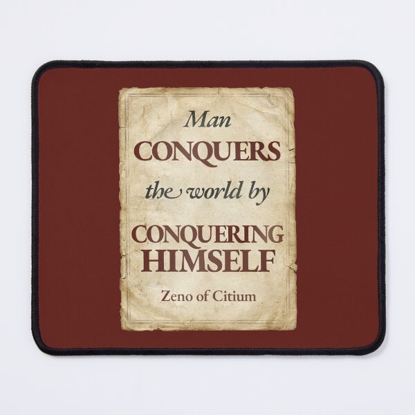 Item preview, Man Conquers the World by Conquering Himself - Zeno of Citium - Vintage Distressed Stoic Quote - Roman Red Version designed and sold by Stoic Core.