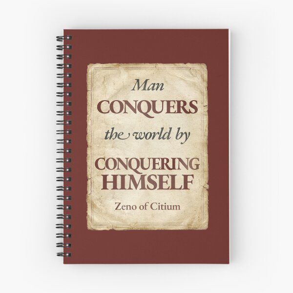 Item preview, Man Conquers the World by Conquering Himself - Zeno of Citium - Vintage Distressed Stoic Quote - Roman Red Version designed and sold by Stoic Core.