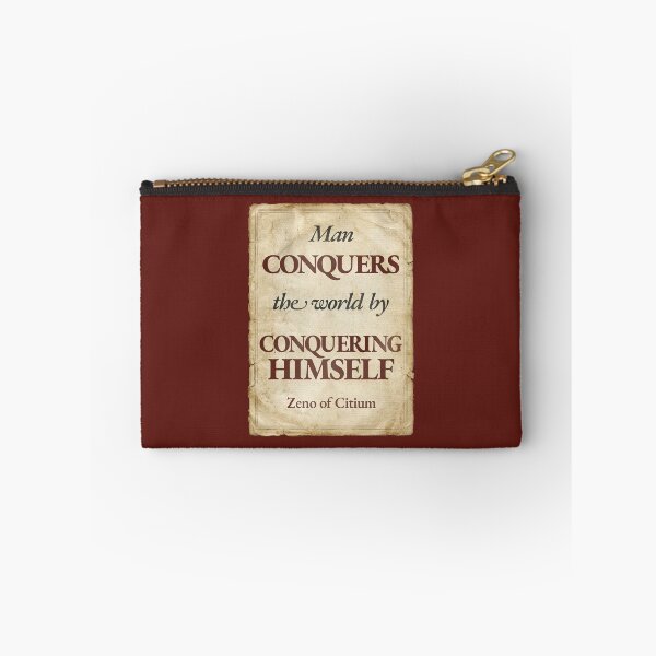 Item preview, Man Conquers the World by Conquering Himself - Zeno of Citium - Vintage Distressed Stoic Quote - Roman Red Version designed and sold by Stoic Core.