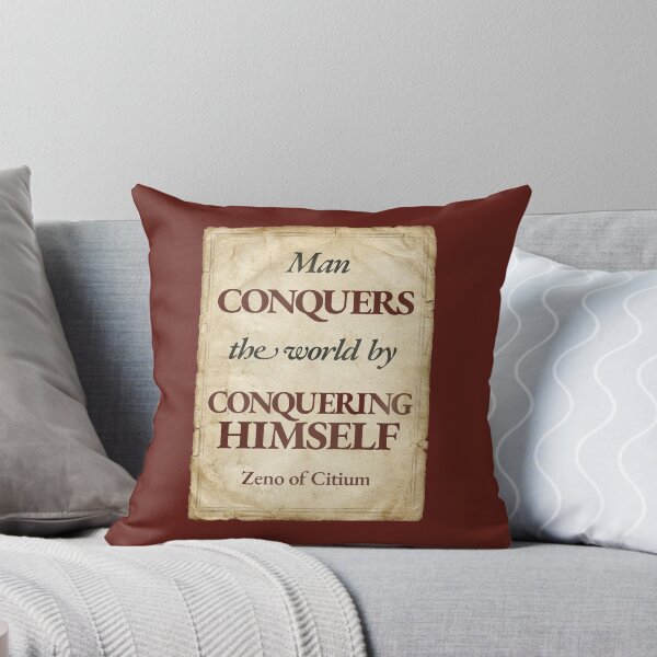 Item preview, Man Conquers the World by Conquering Himself - Zeno of Citium - Vintage Distressed Stoic Quote - Roman Red Version designed and sold by Stoic Core.