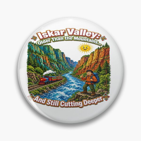 Item preview, Iskar Valley: Older Than the Mountains... And Still Cutting Deeper - Bulgaria Scenic Railway T-Shirt designed and sold by Sushikidsntoddlers.