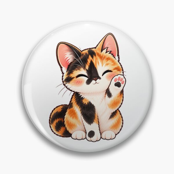 Item preview, Cute Calico Cat Waving – Kawaii Kitty Paw designed and sold by House of Vardit.