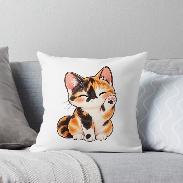 Item preview, Cute Calico Cat Waving – Kawaii Kitty Paw designed and sold by House of Vardit.