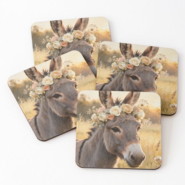 Item preview, Donkey Floral Crown Print - Romantic Farm Animal Wall Art - A3 A4 A5 - Cottagecore Countryside Decor designed and sold by QuietCanvasArtworks.