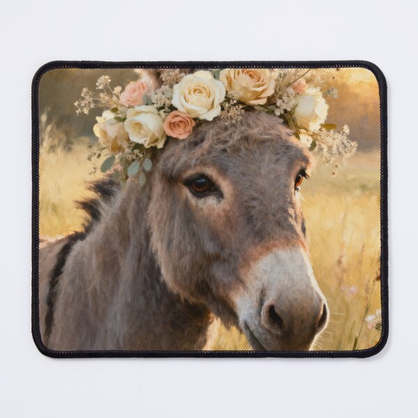 Item preview, Donkey Floral Crown Print - Romantic Farm Animal Wall Art - A3 A4 A5 - Cottagecore Countryside Decor designed and sold by QuietCanvasArtworks.