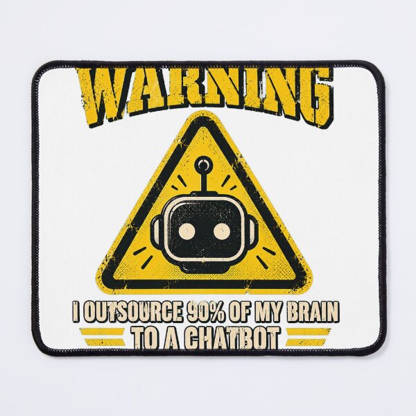 Item preview, Funny Warning Label Shirt | AI Chatbot Brain Joke Tee | Sarcastic Tech Graphic T-Shirt designed and sold by RokomariFabric.